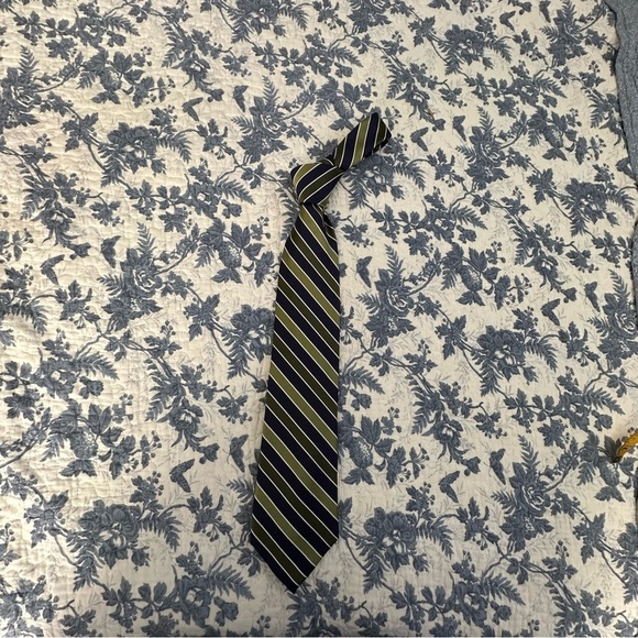 Chaps Ralph Lauren Tie Green & Navy Stripes Preppy Formal 58” x 3.5” - Picture 3 of 11